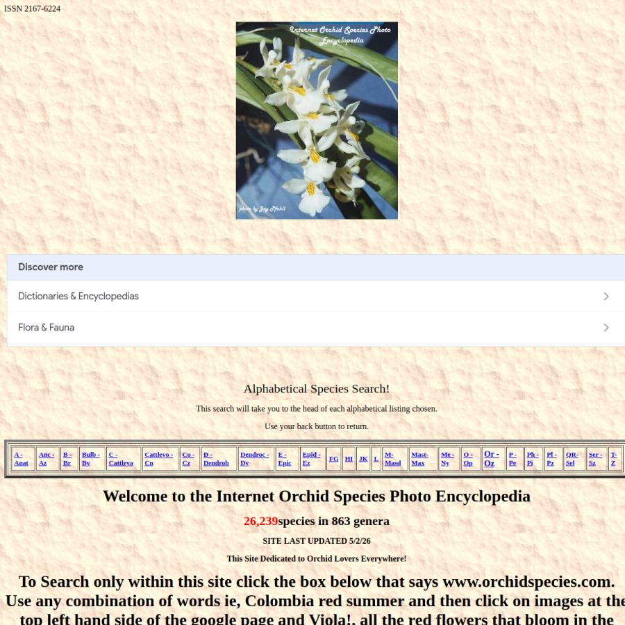 orchidspecies.com homepage screenshot