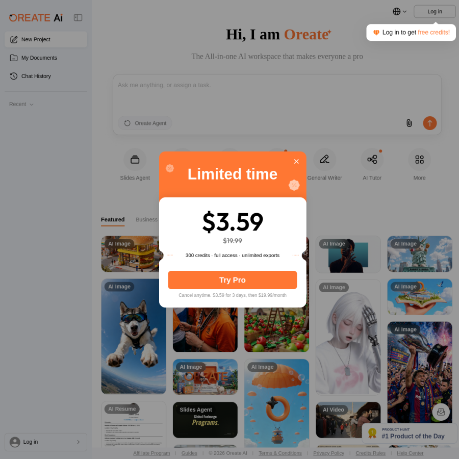 oreateai.com homepage screenshot