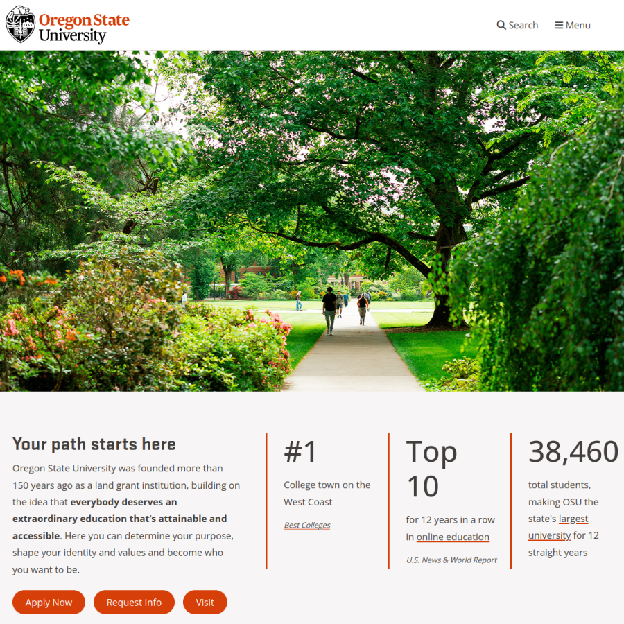 oregonstate.edu homepage screenshot