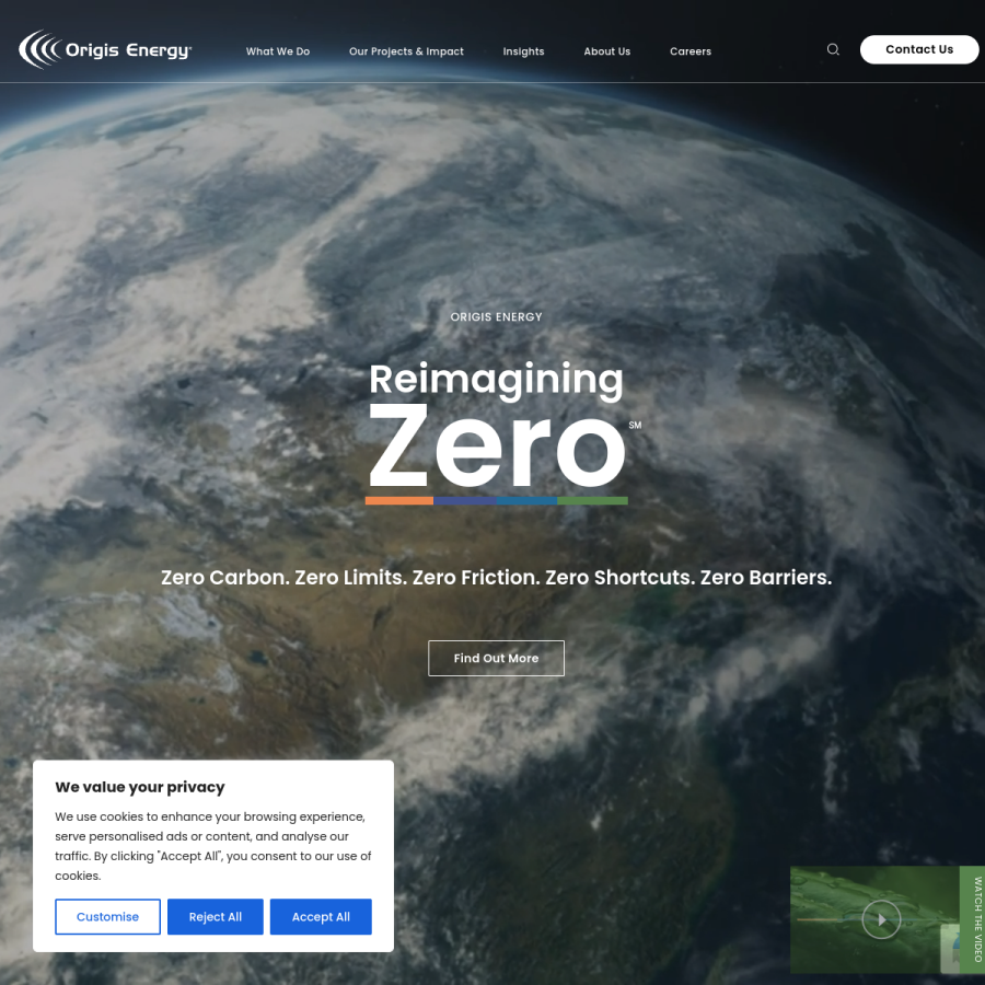 origisenergy.com homepage screenshot