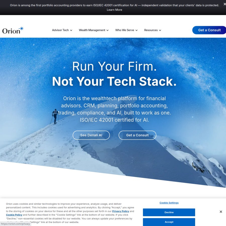 orion.com homepage screenshot