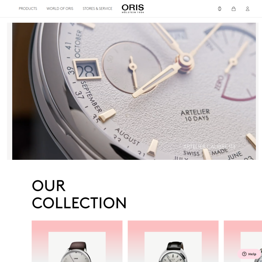 oris.ch homepage screenshot