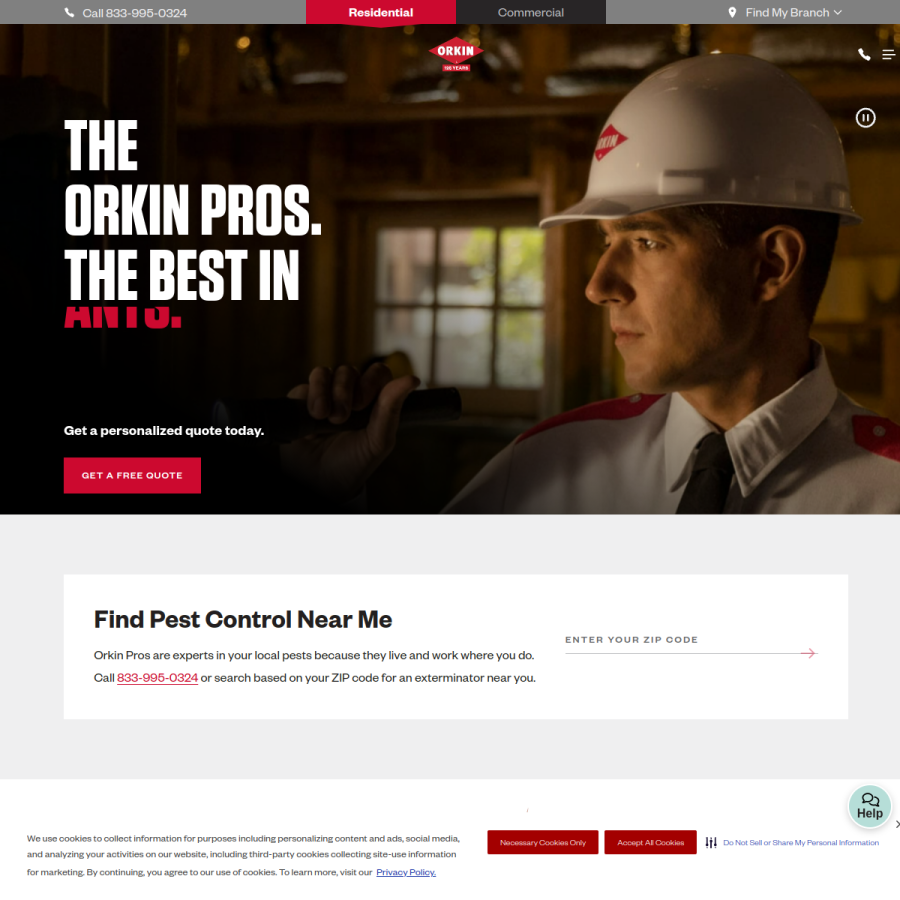 orkin.com homepage screenshot