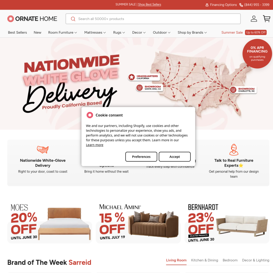 ornatehome.com homepage screenshot