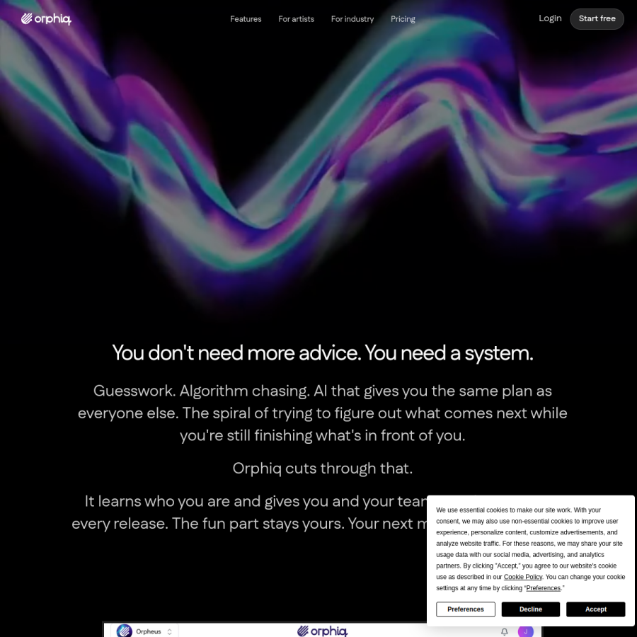 orphiq.com homepage screenshot