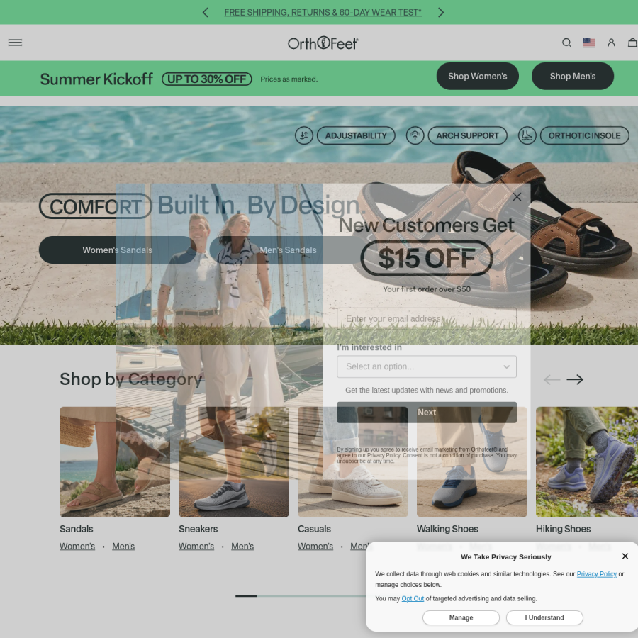 orthofeet.com homepage screenshot