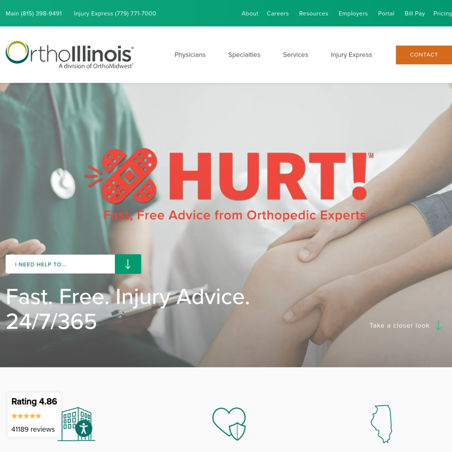 orthoillinois.com homepage screenshot
