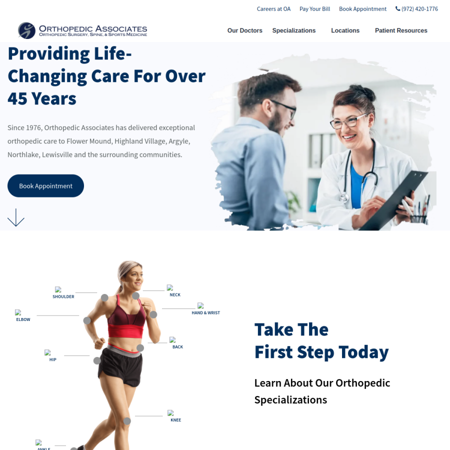 orthopedicassociates.org homepage screenshot
