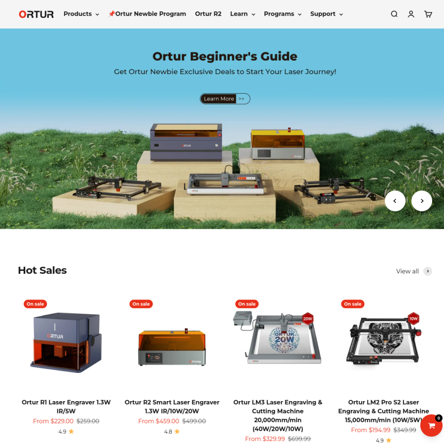 ortur.net homepage screenshot