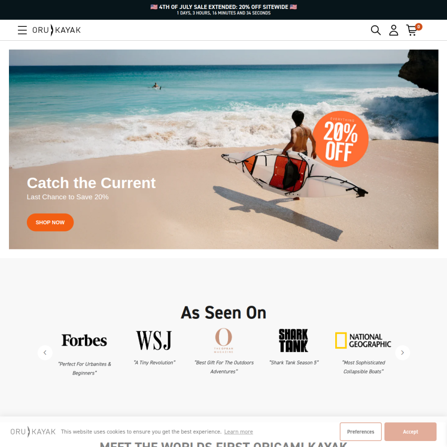 orukayak.com homepage screenshot