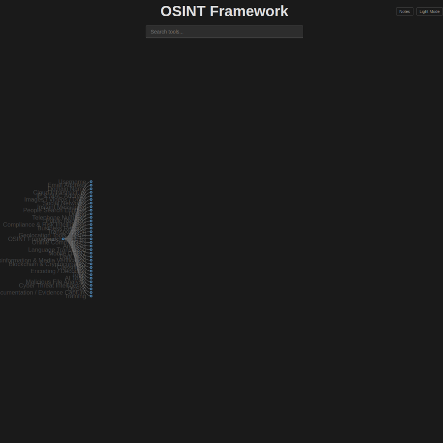 osintframework.com homepage screenshot