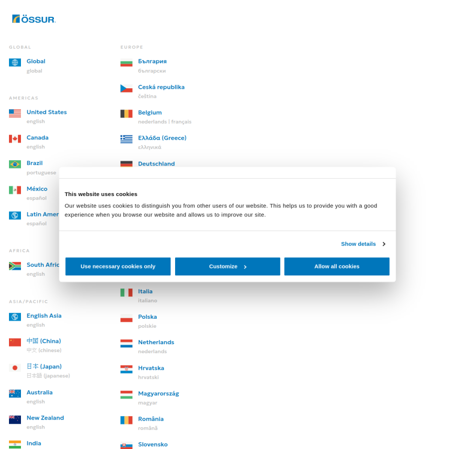 ossur.com homepage screenshot