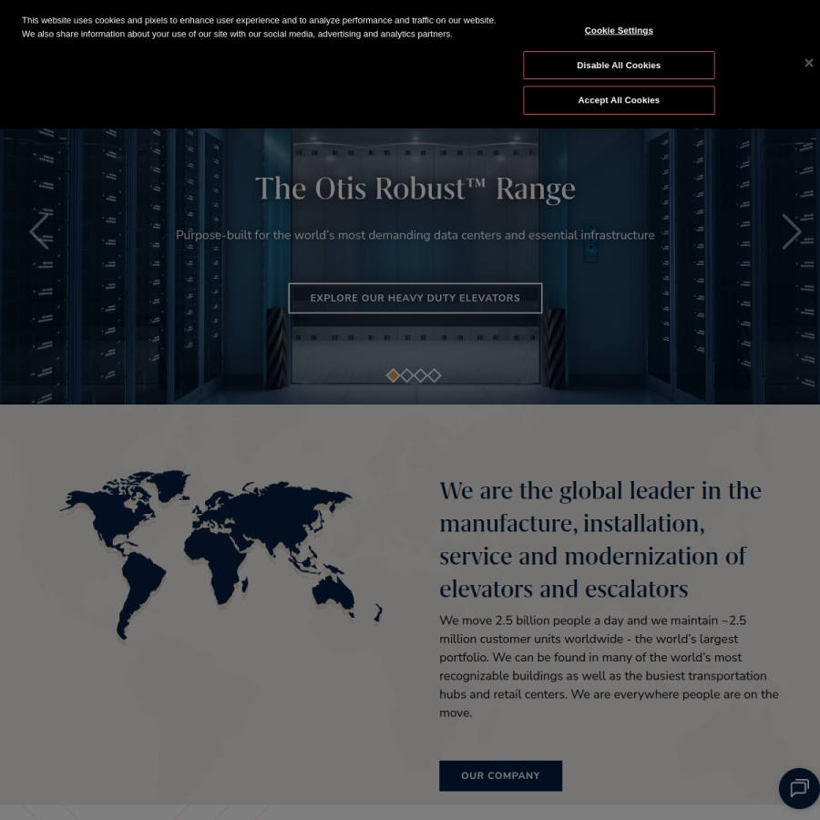 otis.com homepage screenshot