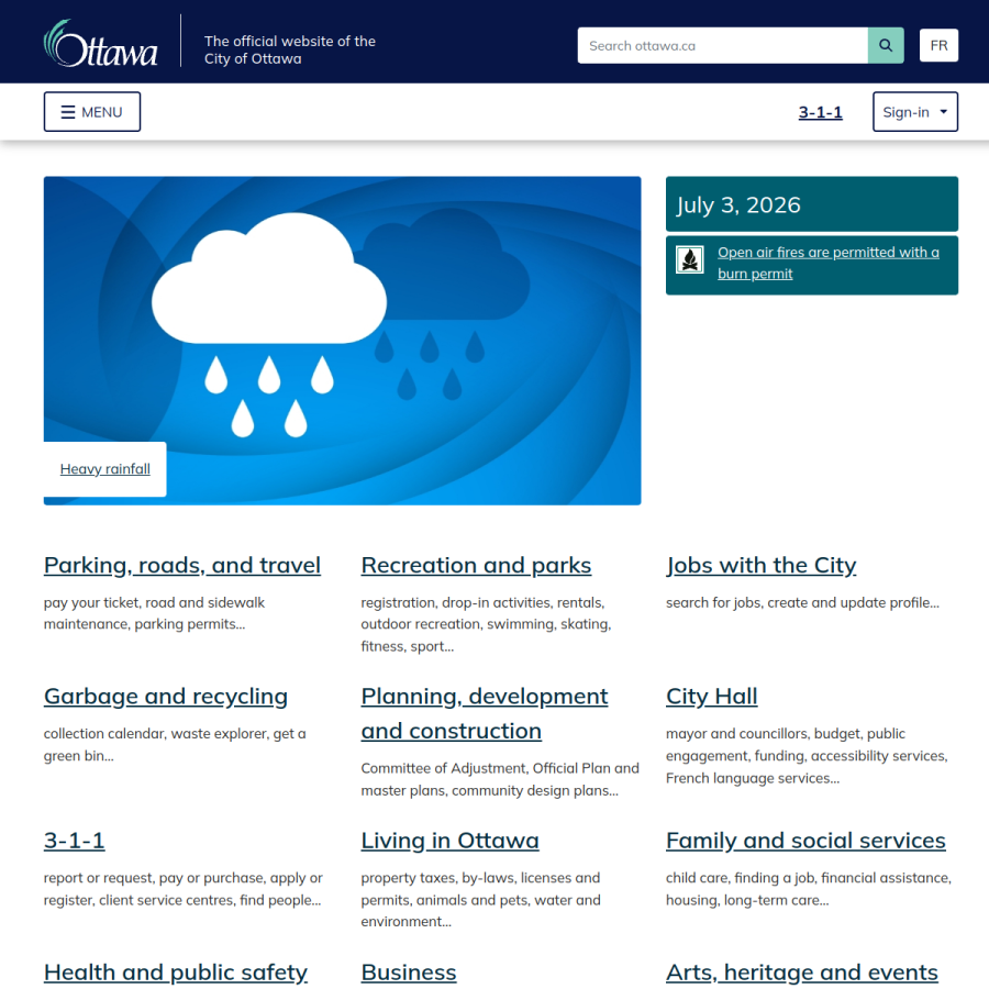 ottawa.ca homepage screenshot