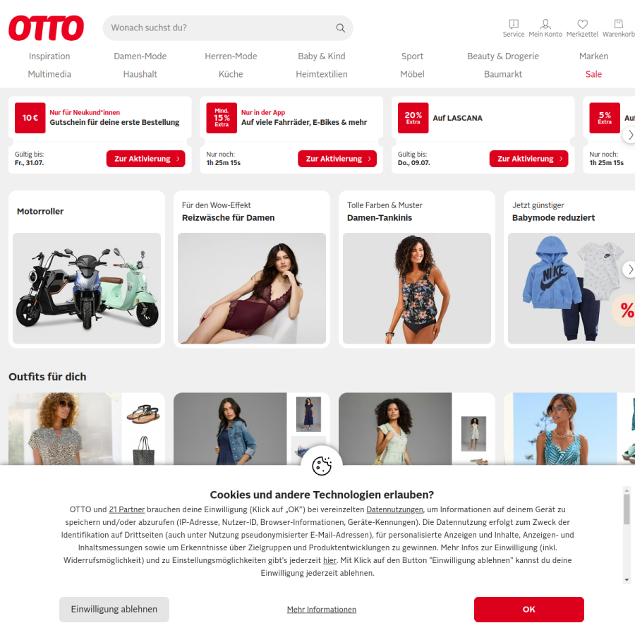 otto.de homepage screenshot