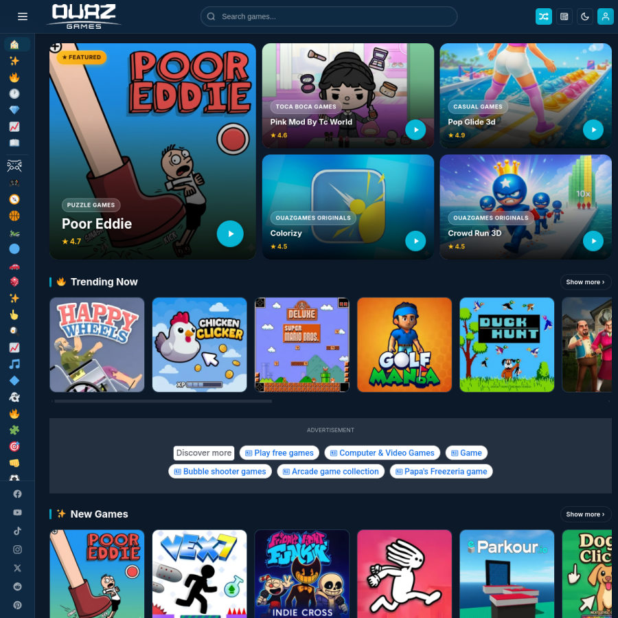 ouazgames.com homepage screenshot