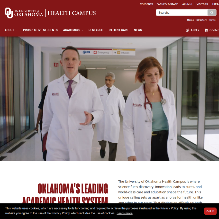 ouhsc.edu homepage screenshot