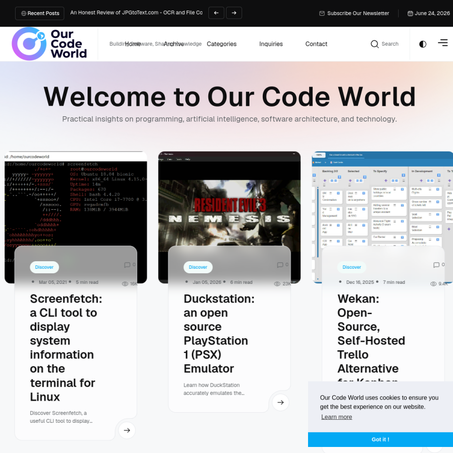 ourcodeworld.com homepage screenshot