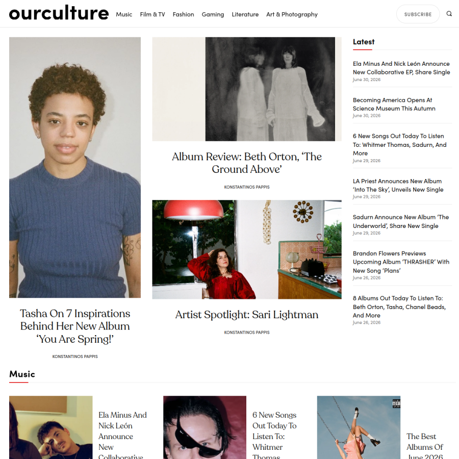 ourculturemag.com homepage screenshot