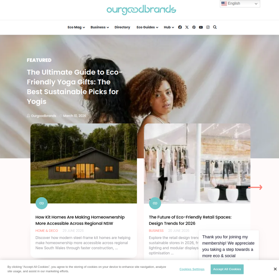 ourgoodbrands.com homepage screenshot