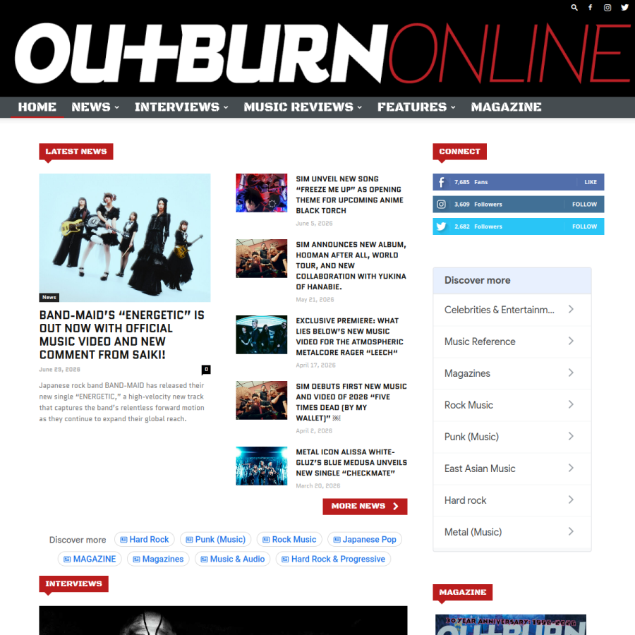 outburn.com homepage screenshot
