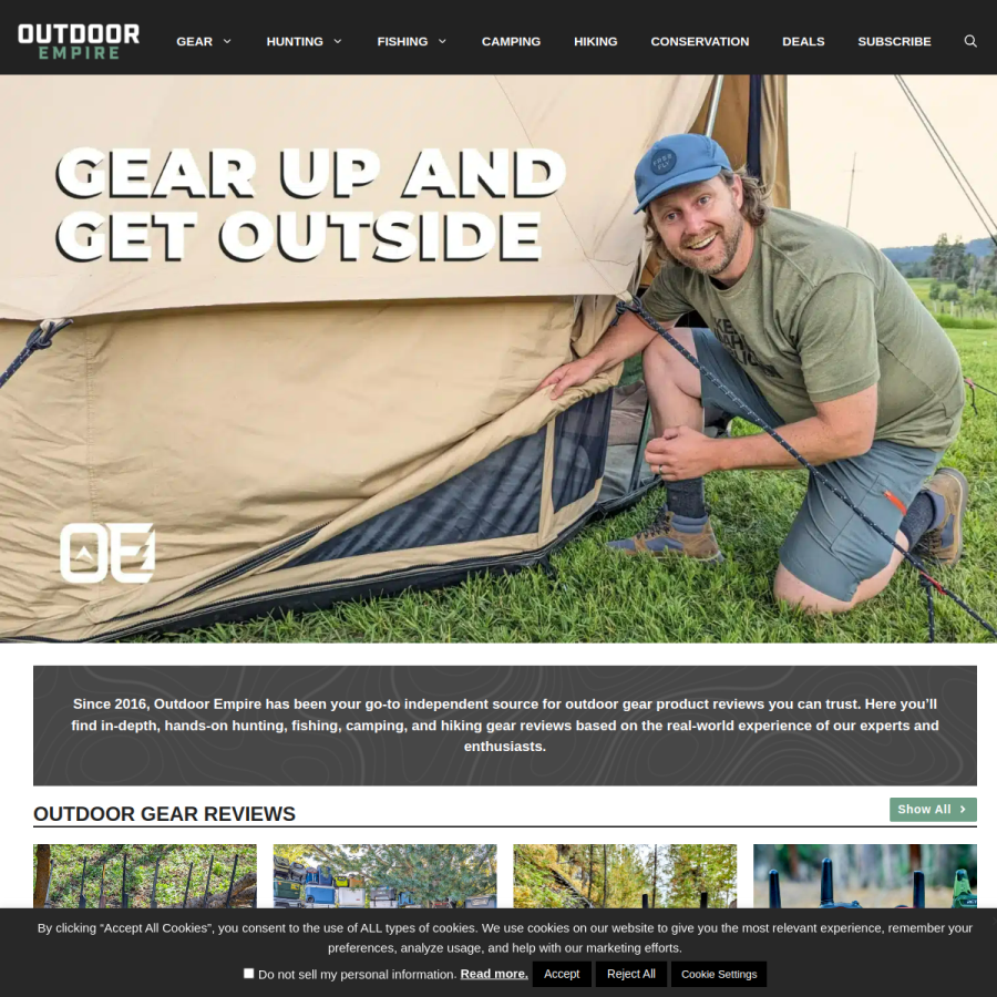 outdoorempire.com homepage screenshot