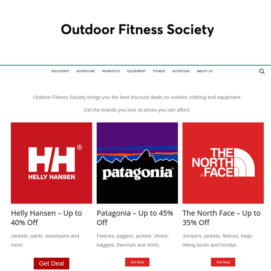 outdoorfitnesssociety.com homepage screenshot