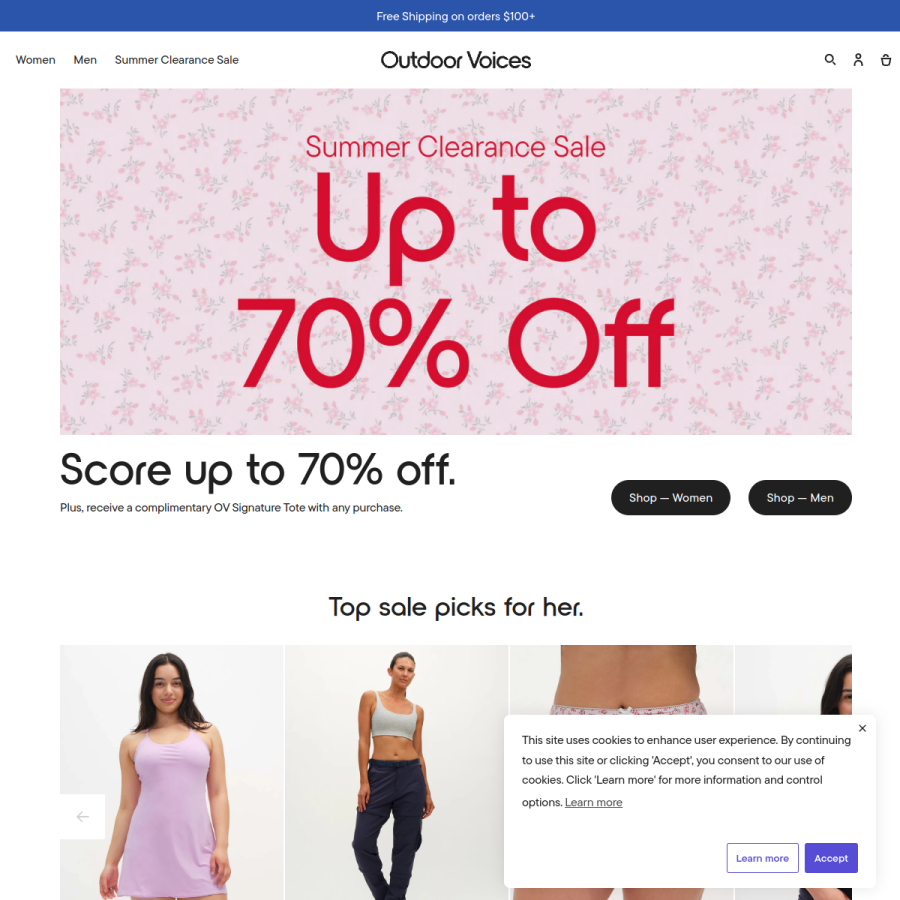 outdoorvoices.com homepage screenshot