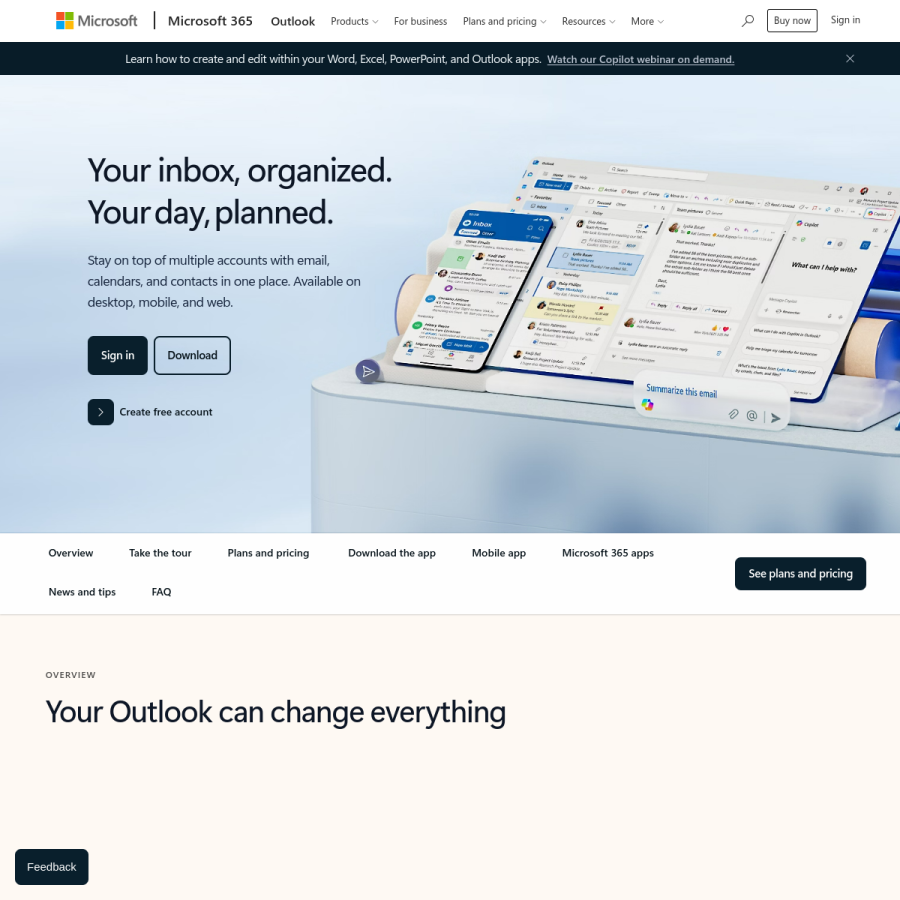 outlook.com homepage screenshot