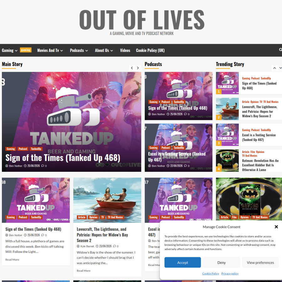 outoflives.net homepage screenshot