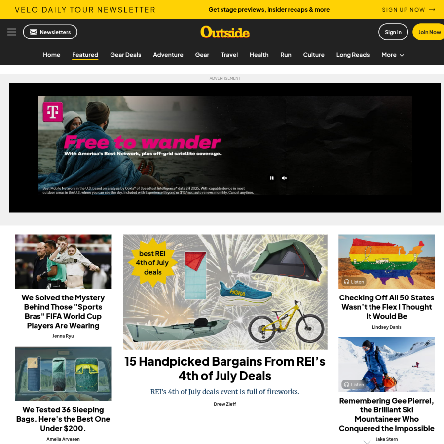 outsideonline.com homepage screenshot