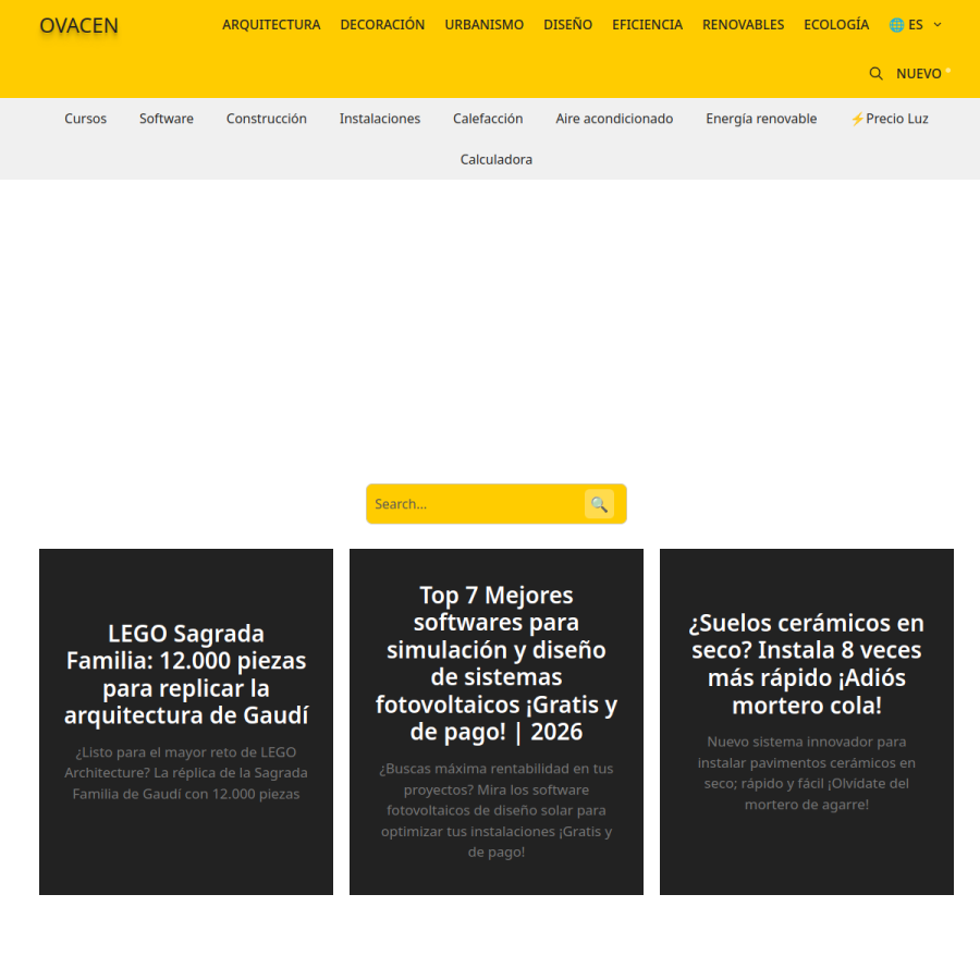 ovacen.com homepage screenshot