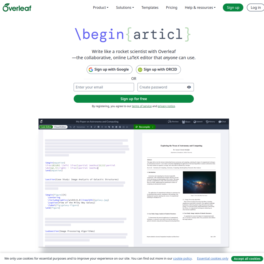overleaf.com homepage screenshot