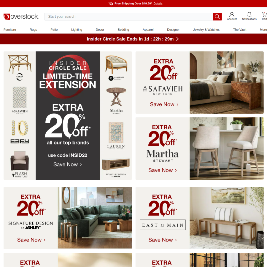 overstock.com homepage screenshot