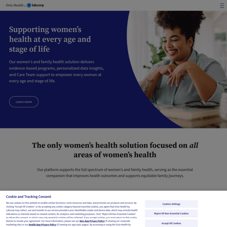 oviahealth.com homepage screenshot