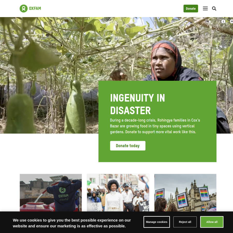 oxfam.org.uk homepage screenshot