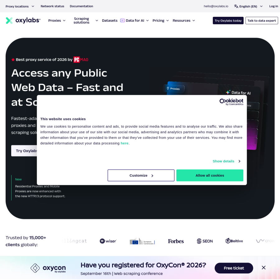 oxylabs.io homepage screenshot