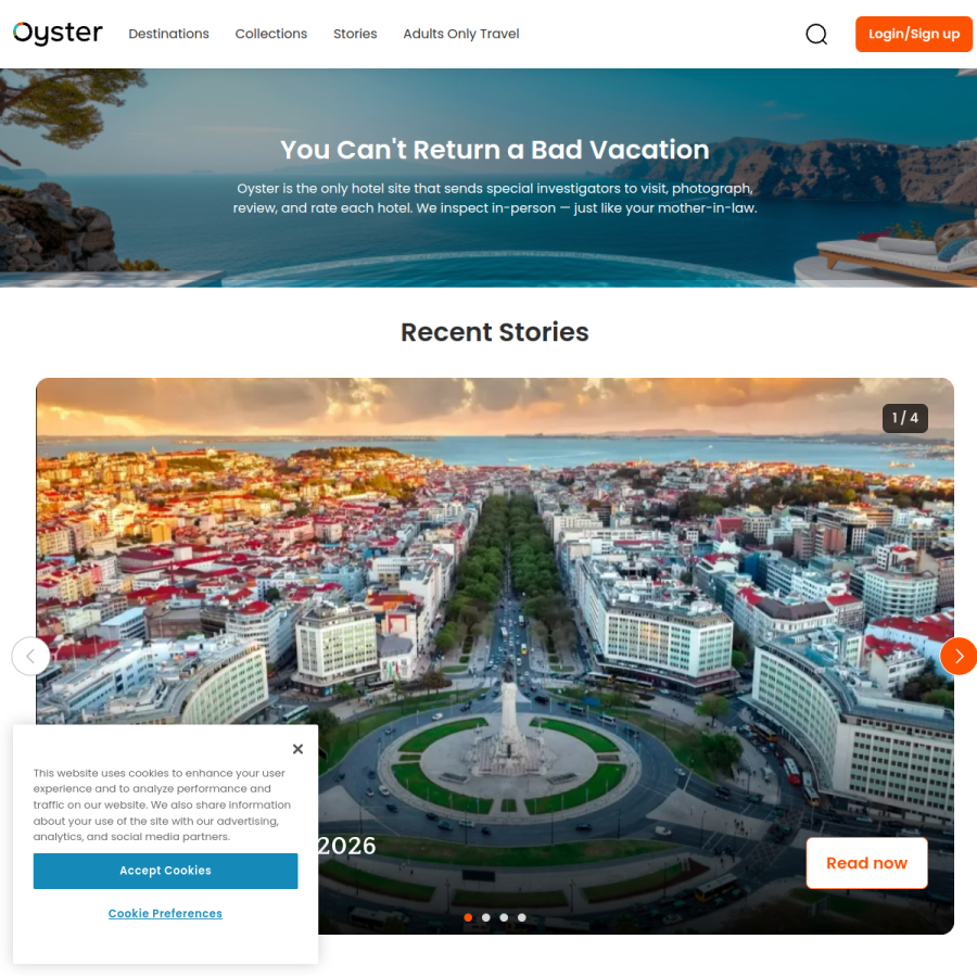 oyster.com homepage screenshot
