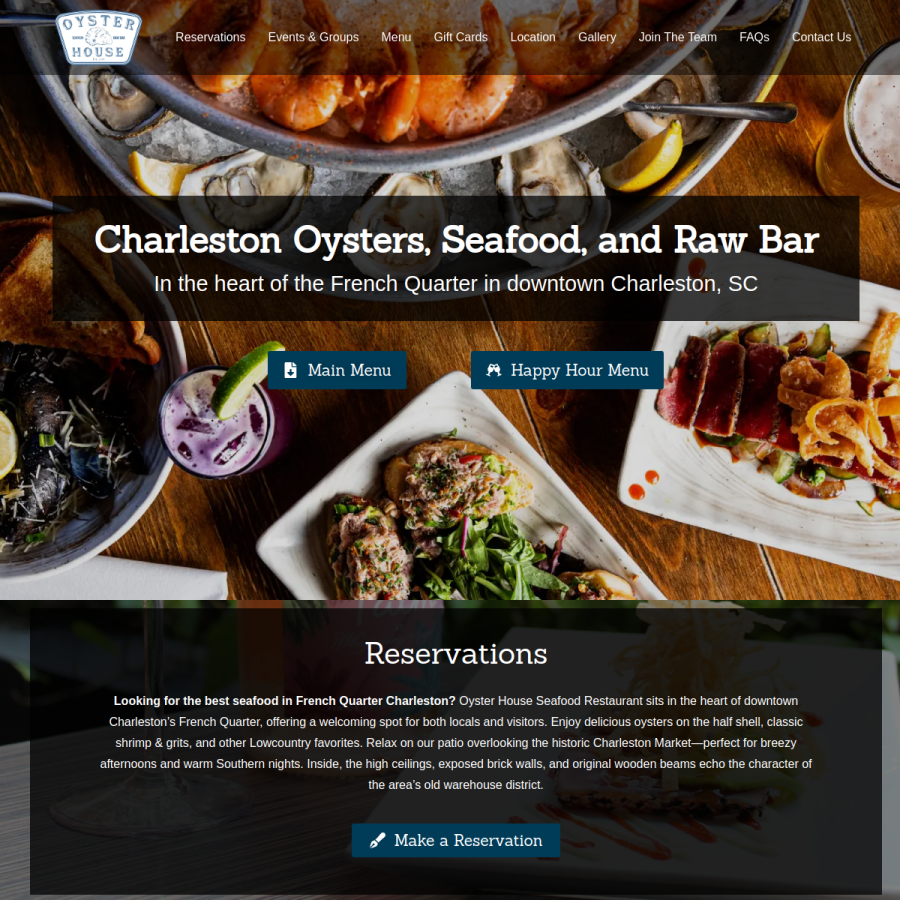oysterhouse.menu homepage screenshot