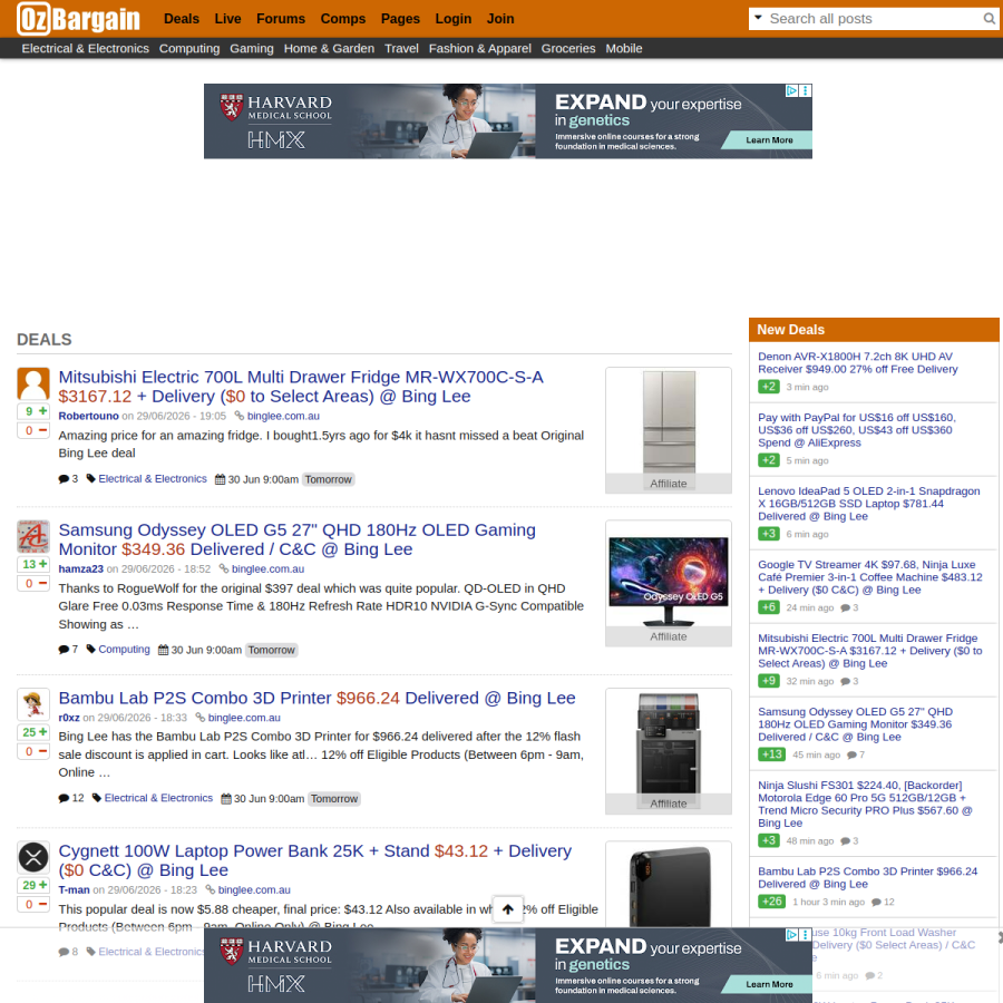 ozbargain.com.au homepage screenshot