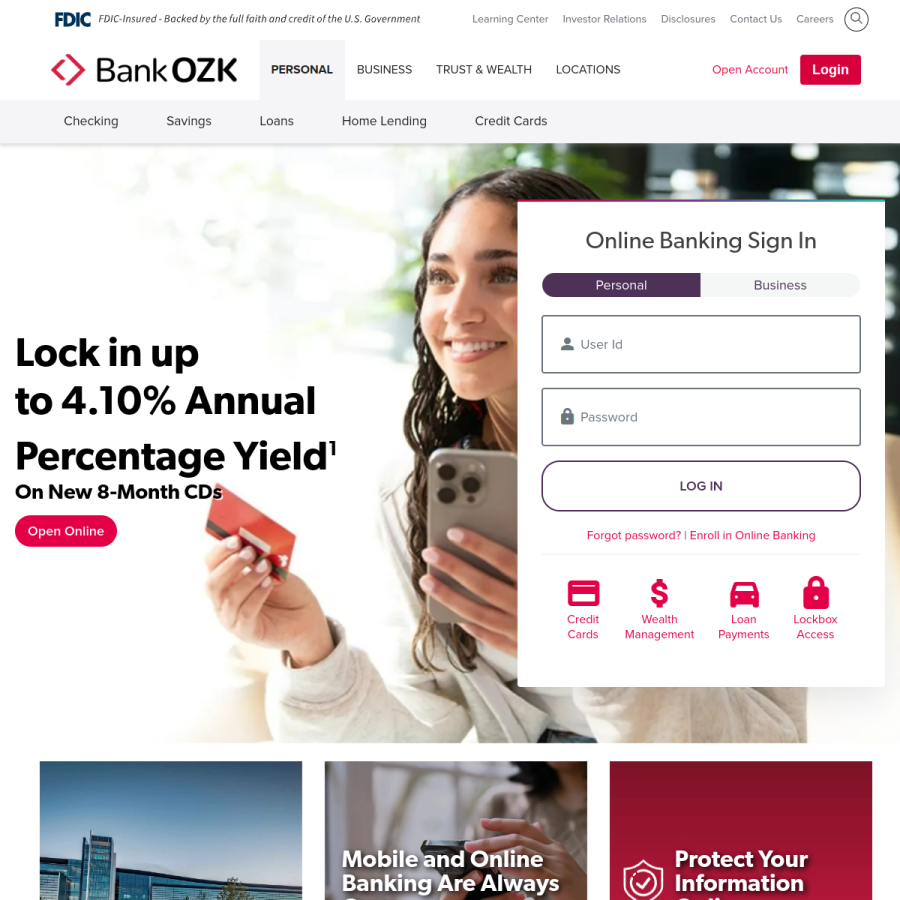 ozk.com homepage screenshot