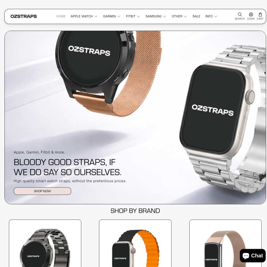 ozstraps.com.au homepage screenshot