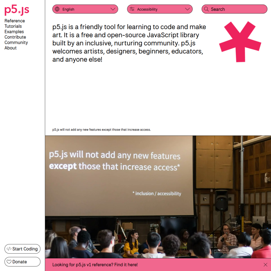 p5js.org homepage screenshot