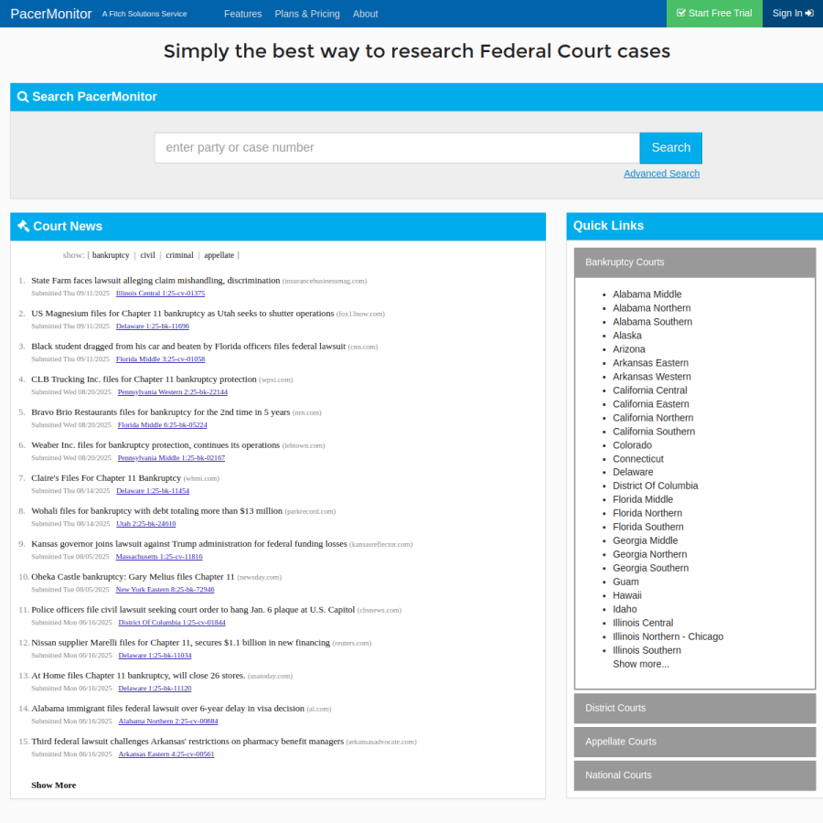 pacermonitor.com homepage screenshot