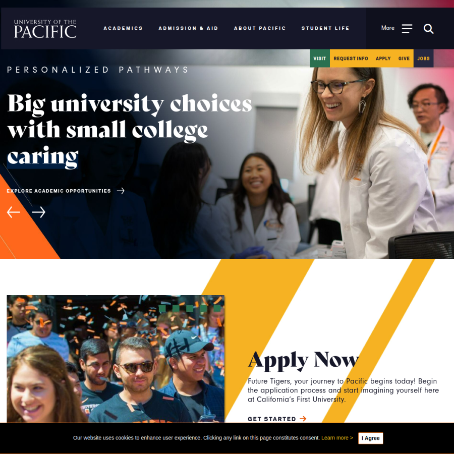pacific.edu homepage screenshot