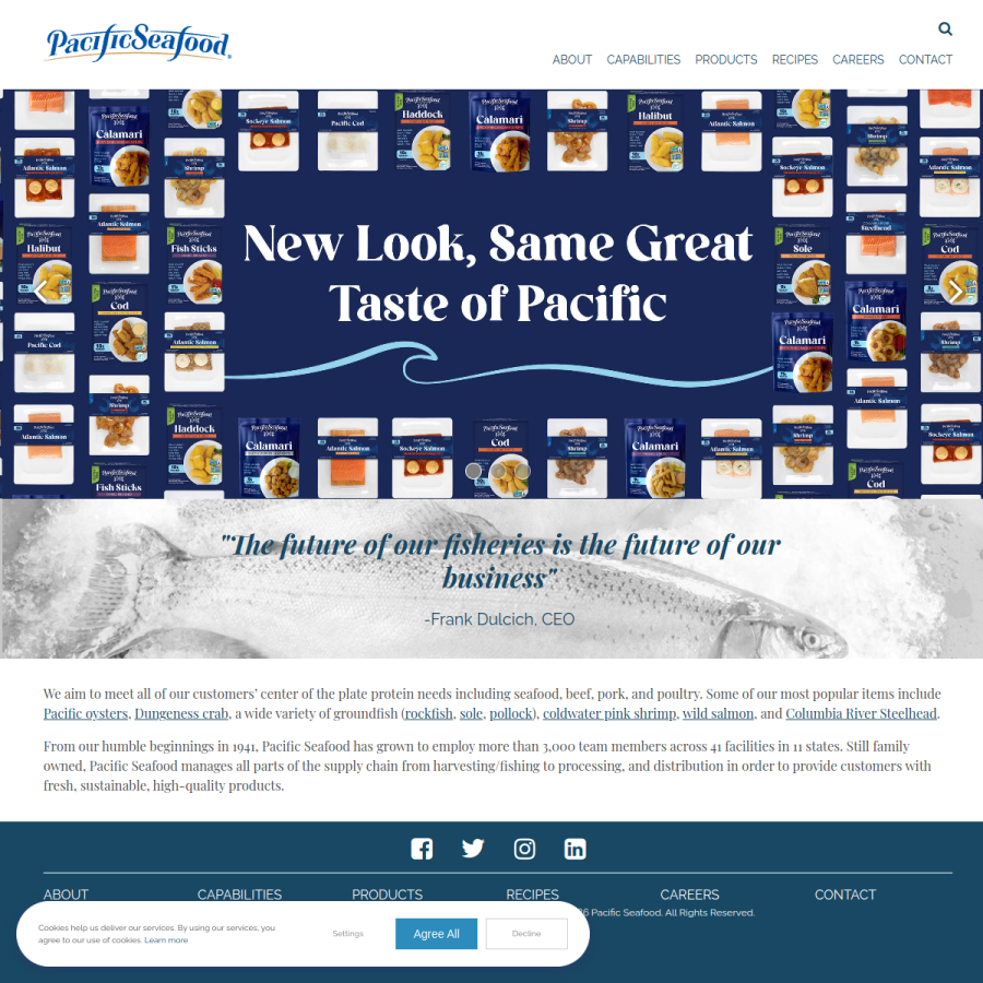 pacificseafood.com homepage screenshot