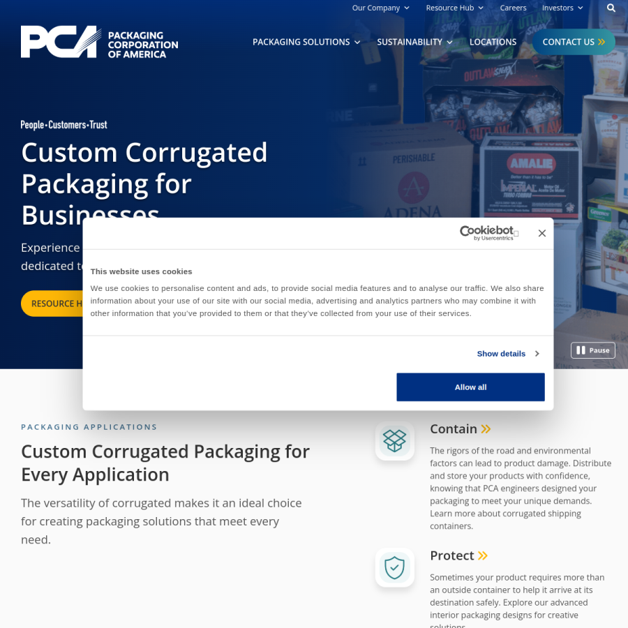 packagingcorp.com homepage screenshot