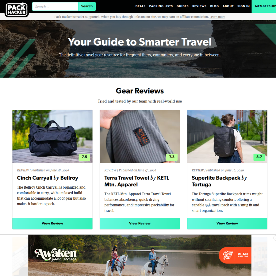 packhacker.com homepage screenshot