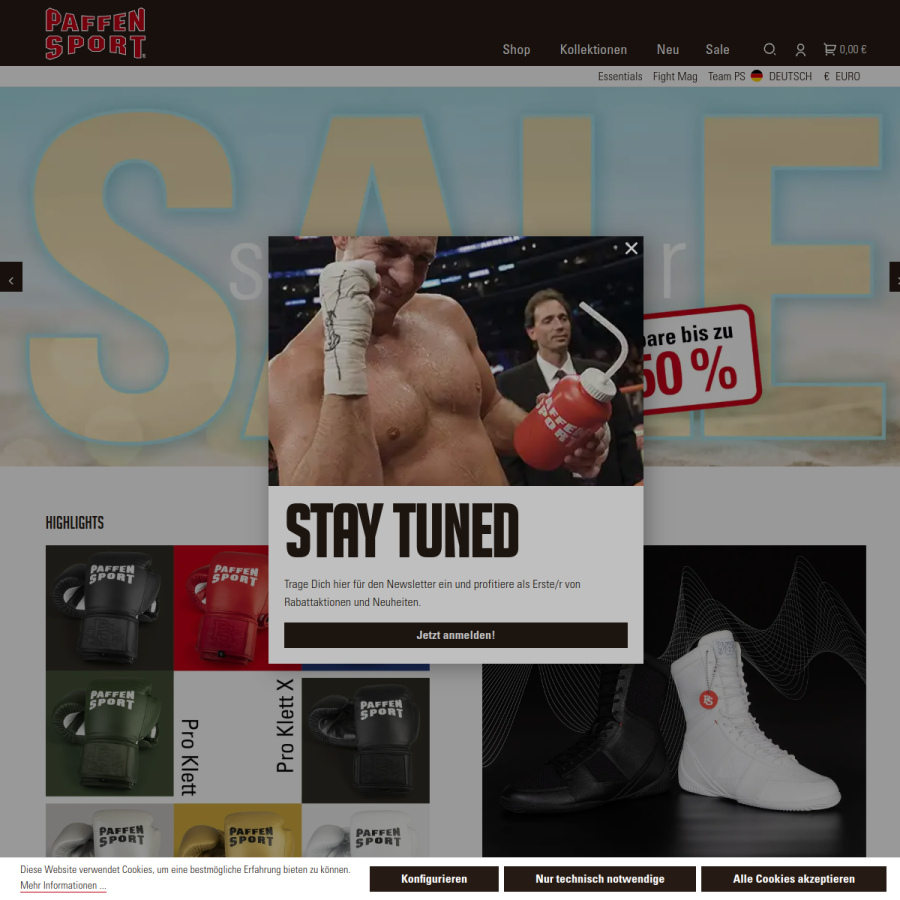 paffen-sport.com homepage screenshot