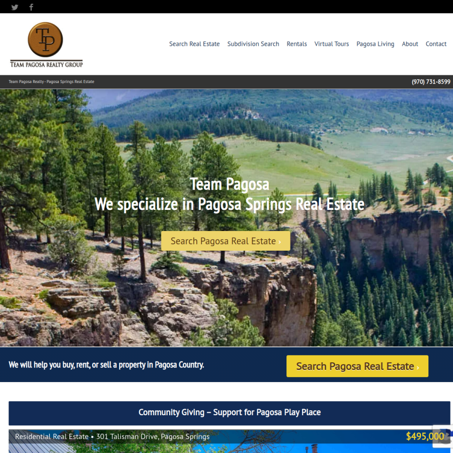 pagosaspringsrealty.com homepage screenshot
